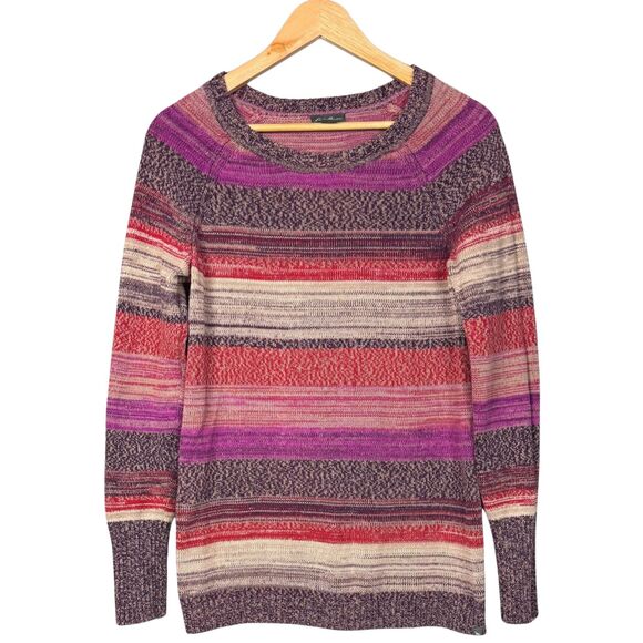 Eddie Bauer Sweater Womens Striped‎ Colorful Knit Fall Boho Pullover Cute Medium - Picture 1 of 7